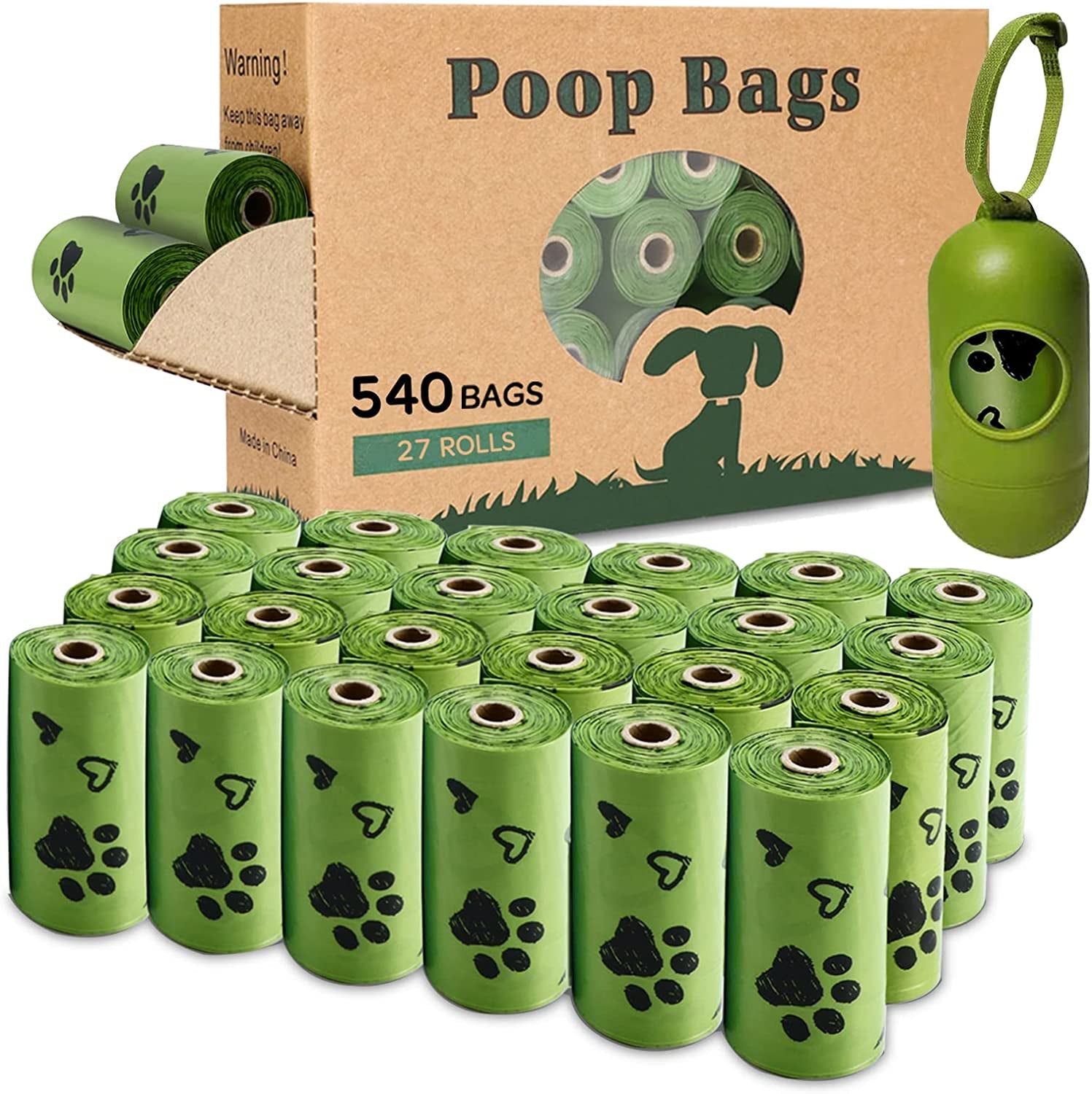 Biodegradable Dog Poop Bags: 720 Bags Extra Thick Strong Leak Proof Dog Waste Bags for Dogs with 1 Dispenser (4 Mixed Colors Green Blue Yellow Pink) -Scented