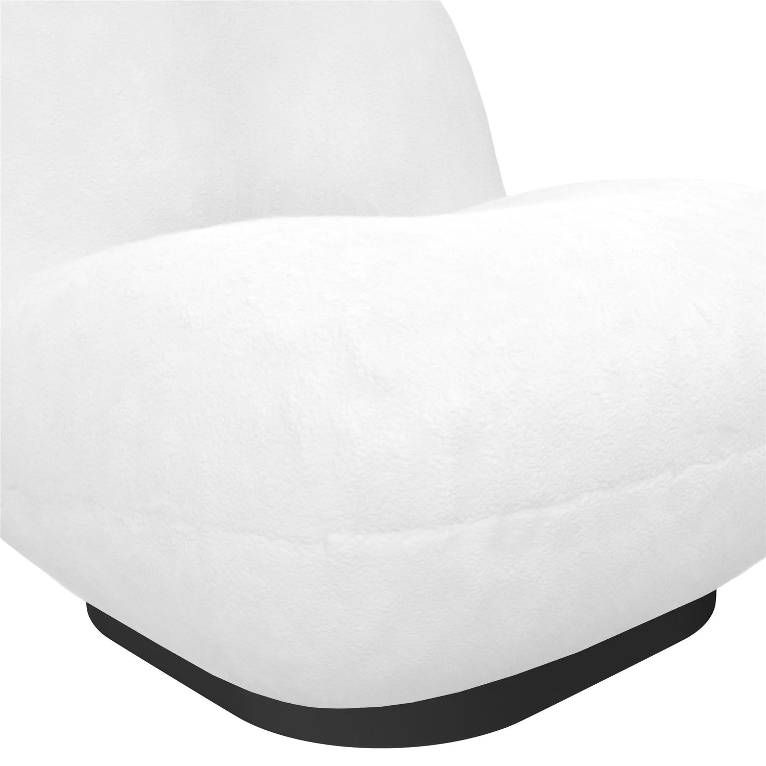 Harley Swivel Accent Chair with Boucle Fabric and Black Base, White.