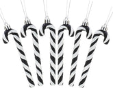 ® Pack of 6-13Cm Glitter Candy Cane Christmas Tree Decorations/Ornaments (Black & White)