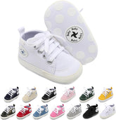 Baby Girls Boys Shoes Soft Anti-Slip Sole Newborn First Walkers High Top Canvas Denim Unisex Infant Sneaker