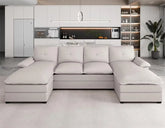 Sectional Couches for Living Room, U-Shaped Couch 4 Seat Sofa Set with Double Chaises, Modern Fabric Modular Sectional