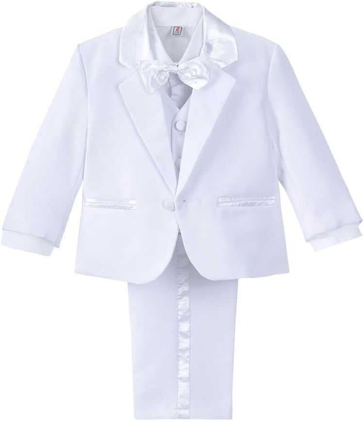 Baby Toddler Boy 5 Pcs Set Formal Tuxedo Suits No Tail Wedding Christening Baptism Outfits