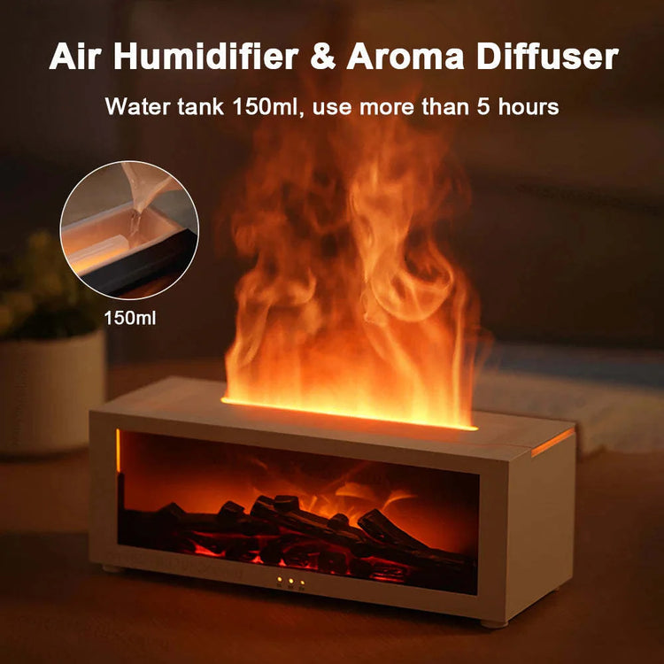 New Flame Aromatherapy Machine Colorful Essential Oil Diffuser Home Large Fog Volume Flame Humidifier 3D Flame Fireplace Machine.