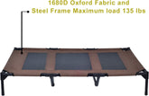 Elevated Pet Cot with Canopy, Portable Raised Pet Cot for Camping or Beach, Removable Canopy, Durable 1680D Oxford Fabric Raised Mesh Cot, Breathable Cooling Outdoor Dog Bed (Large, Brown)