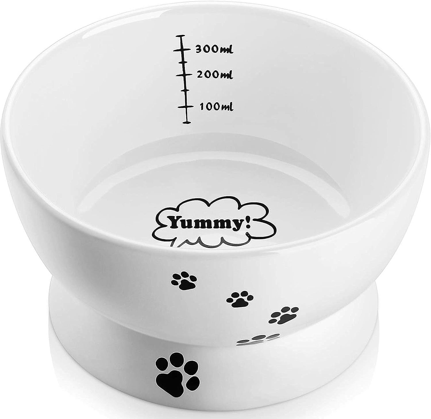 Elevated Cat Food Bowl, Ceramic Raised Cat Bowl, Tilt Angle Protect Cat&