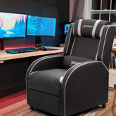 Massage Gaming Recliner Chair PU Leather Home Theater Seating Single Modern Living Room Sofa Recliners (Silver)