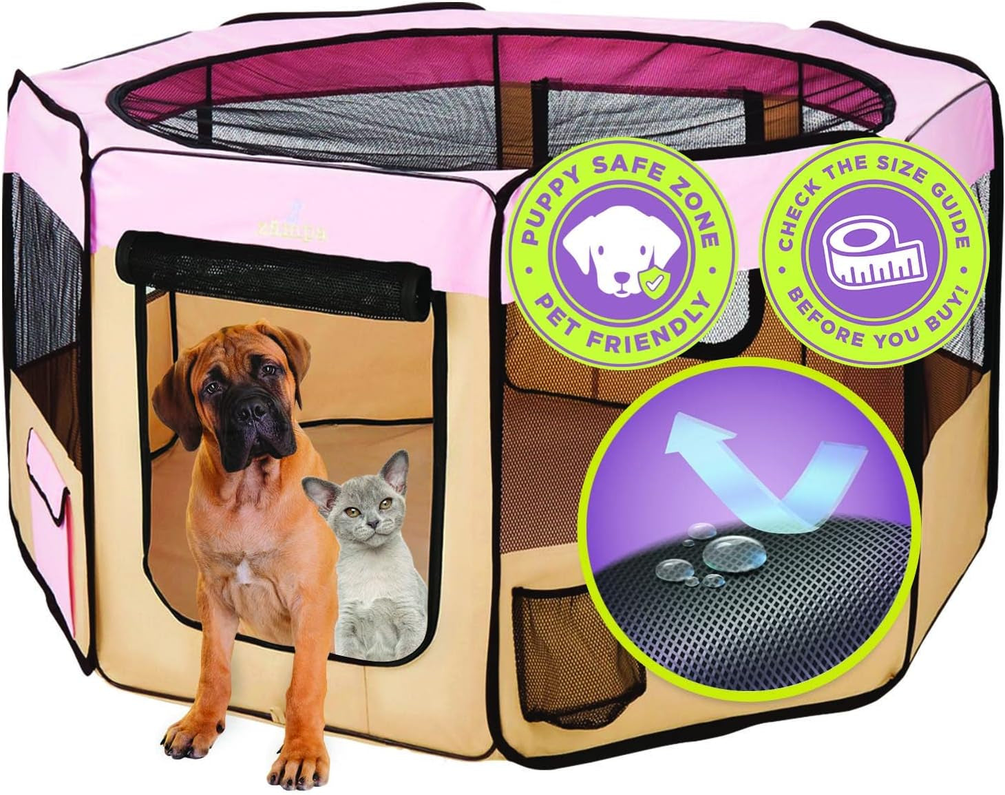 Puppy Playpen Extra Small 29"X29"X17" Portable Pop up Playpen for Dog and Cat, Foldable | Indoor/Outdoor Kitten Pen & Travel Pet Carrier + Carrying Case.