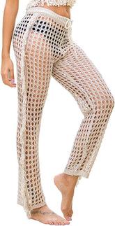 Womens Crochet Net Hollow Out Beach Pants Sexy Swimsuit Cover up Pants