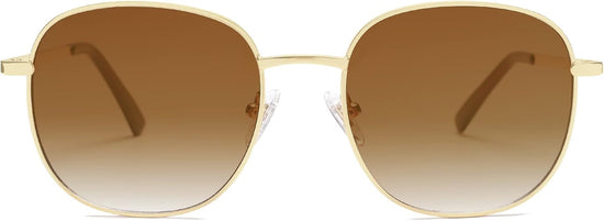 Classic Square Sunglasses for Women Men with Spring Hinge Sunnies SJ1137, Gold/Gradient Brown