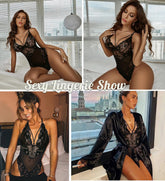 Womens Snap Crotch Lingerie Lace Teddy One Piece Babydoll Sexy Mini Bodysuit