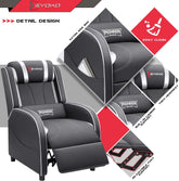 Massage Gaming Recliner Chair PU Leather Home Theater Seating Single Modern Living Room Sofa Recliners (Silver)