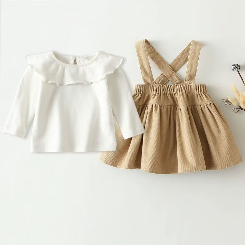 Korean Design Baby Girl Clothes Set Spring Autumn Infant Newborn Baby Girl Clothes Baby Tops Shirt + Dress 2Pcs Baby Girl Outfit