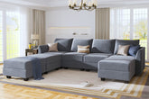 Modular Sectional Sofa U Shaped Sectional Couch with Reversible Chaise Modular Couch with Storage, Bluish Grey