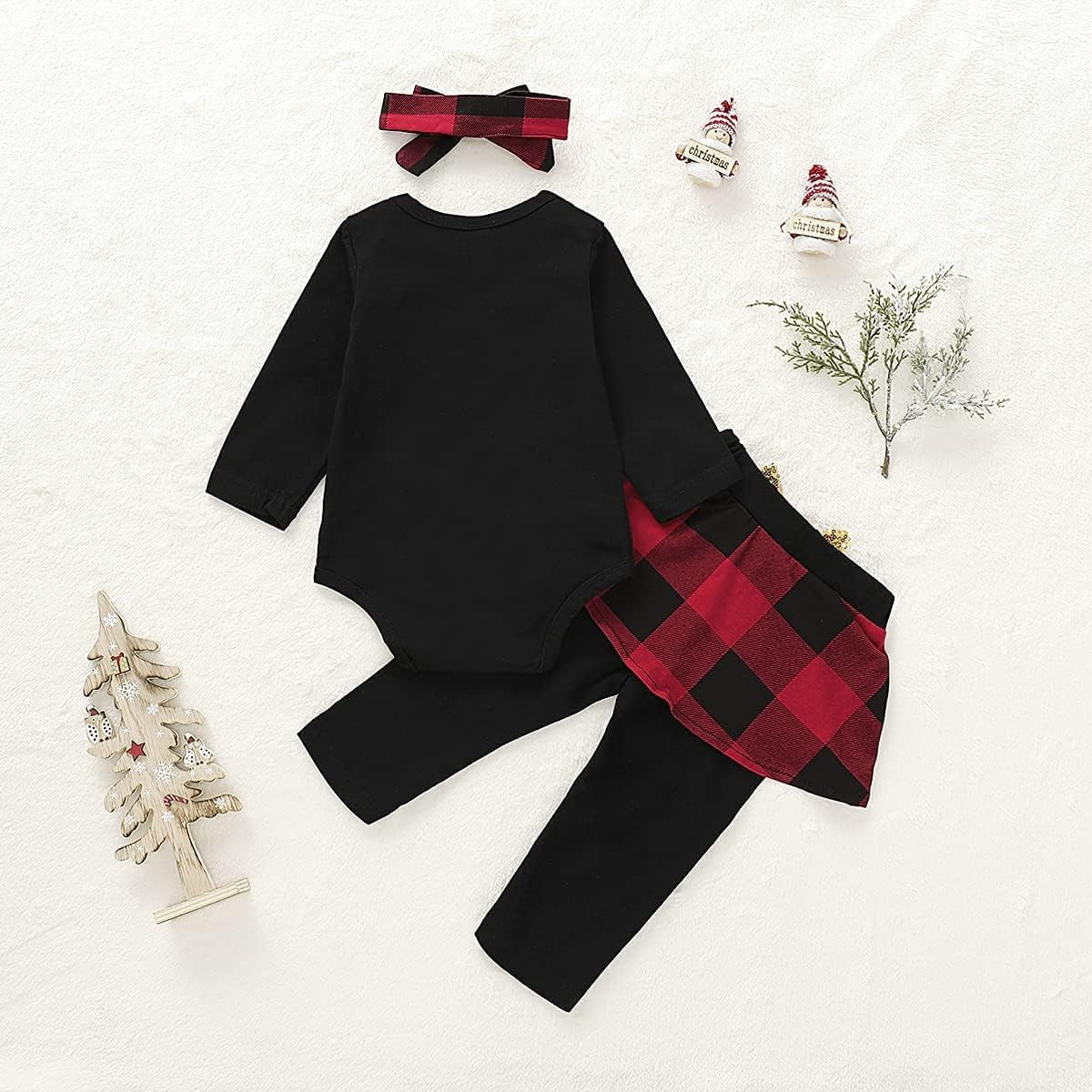 Mutiggee First Christmas Outfit Baby Girls Xmas Plaid Pant Clothing Sets