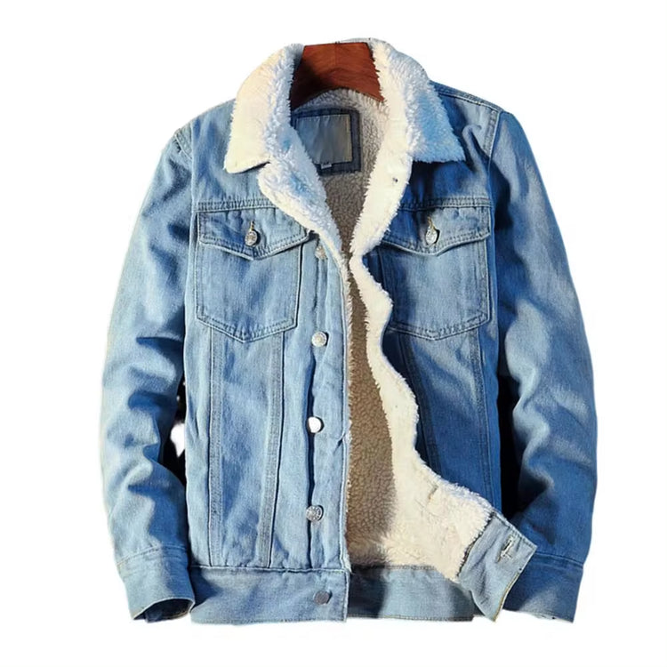 Men Winter Autumn Jacket Denim Inner Fleece Thicken Winter Jeans Jacket Coat Men&