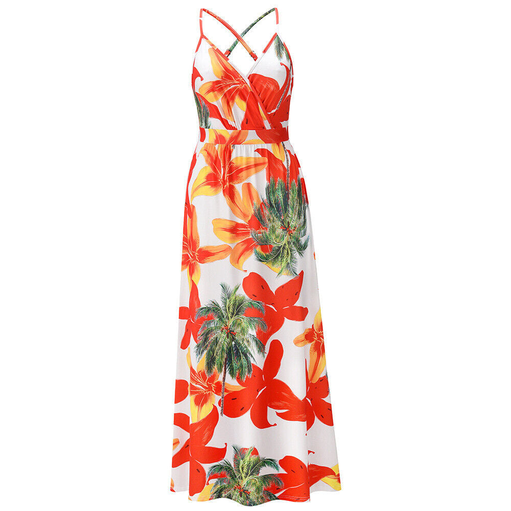 Women Ladies Boho Floral Maxi Dress Cocktail Party Evening Summer Beach Sundress