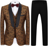 Mens Tuxedo Suits Slim Fit 3 Piece Formal Skinny Tuxedo Suit Set Shawl Lapel Paisley Suits Men for Wedding Prom