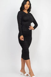 Ruched Long Sleeve Midi Dress (CAPELLA)