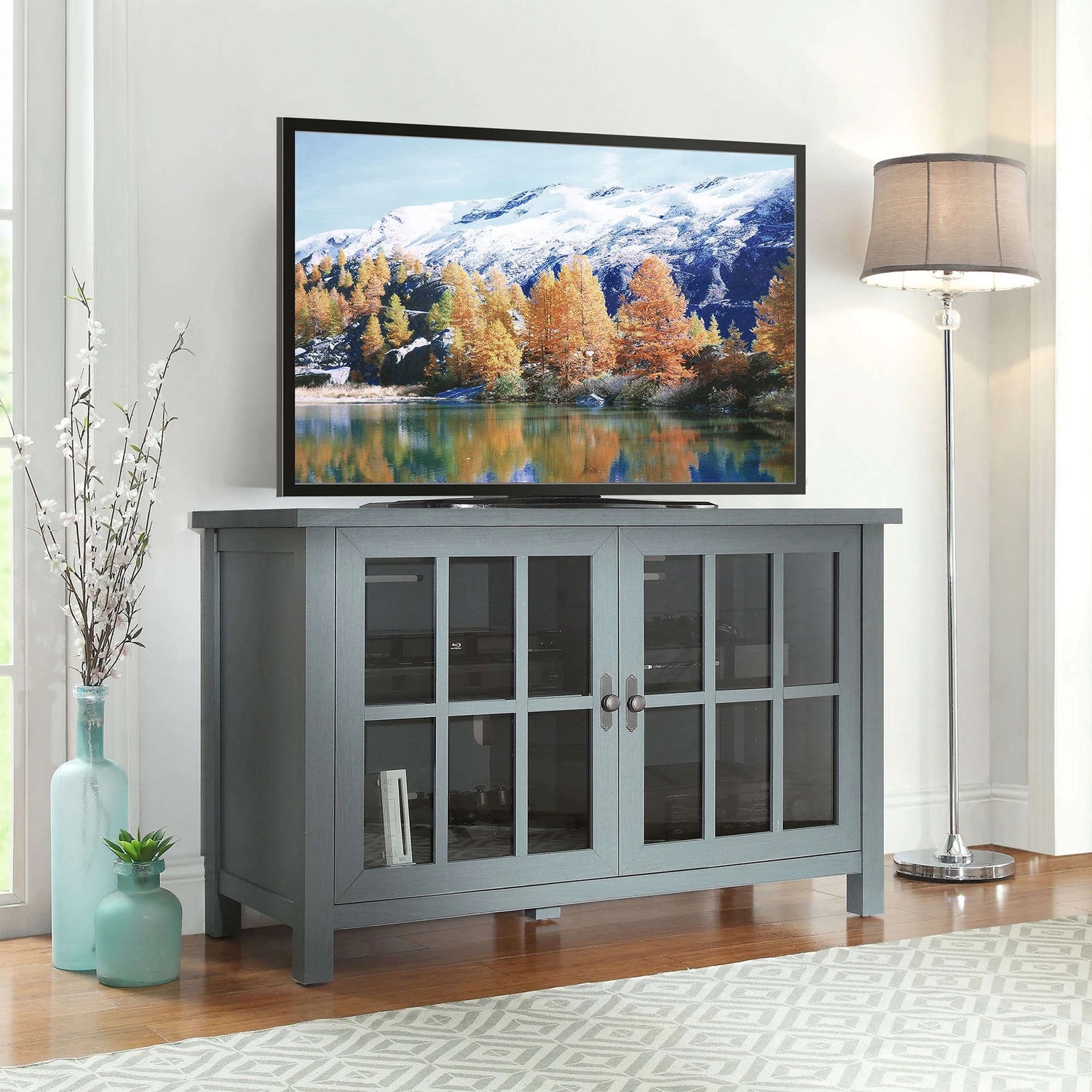 Oxford Square TV Stand for Tvs up to 55", Dark Brown