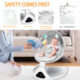 Baby Swing,  Baby Swings for Infants Electirc Baby Rocker Bouncer with Remote Control and Music, Gray.