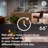 Black Smart Thermostat with Wi-Fi Compatibility.