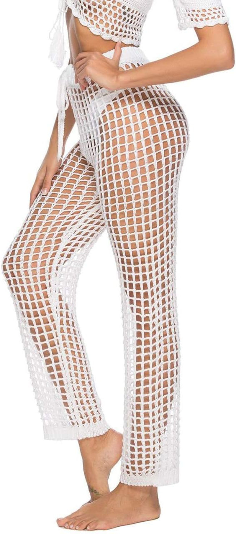 Womens Crochet Net Hollow Out Beach Pants Sexy Swimsuit Cover up Pants