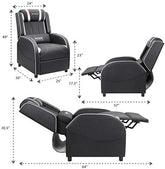 Massage Gaming Recliner Chair PU Leather Home Theater Seating Single Modern Living Room Sofa Recliners (Silver)