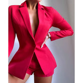 2021 Solid Elegant Two Piece Set Women Loose Cleavage Long Sleeve Low V-Neck Suit Top+Classy Slim Casual Go Out Wear Pants