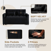 Loveseat Convertible Sleeper Sofa Bed, Black.