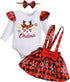 Newborn Baby Girl Christmas Outfits My 1St Christmas Romper+Suspender Skirt +Headband Overall Clothes Set