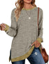 Sweatshirt for Women Long Sleeve Shirts Tunic Tops Color Block Crewneck Sweatshirts Side Split