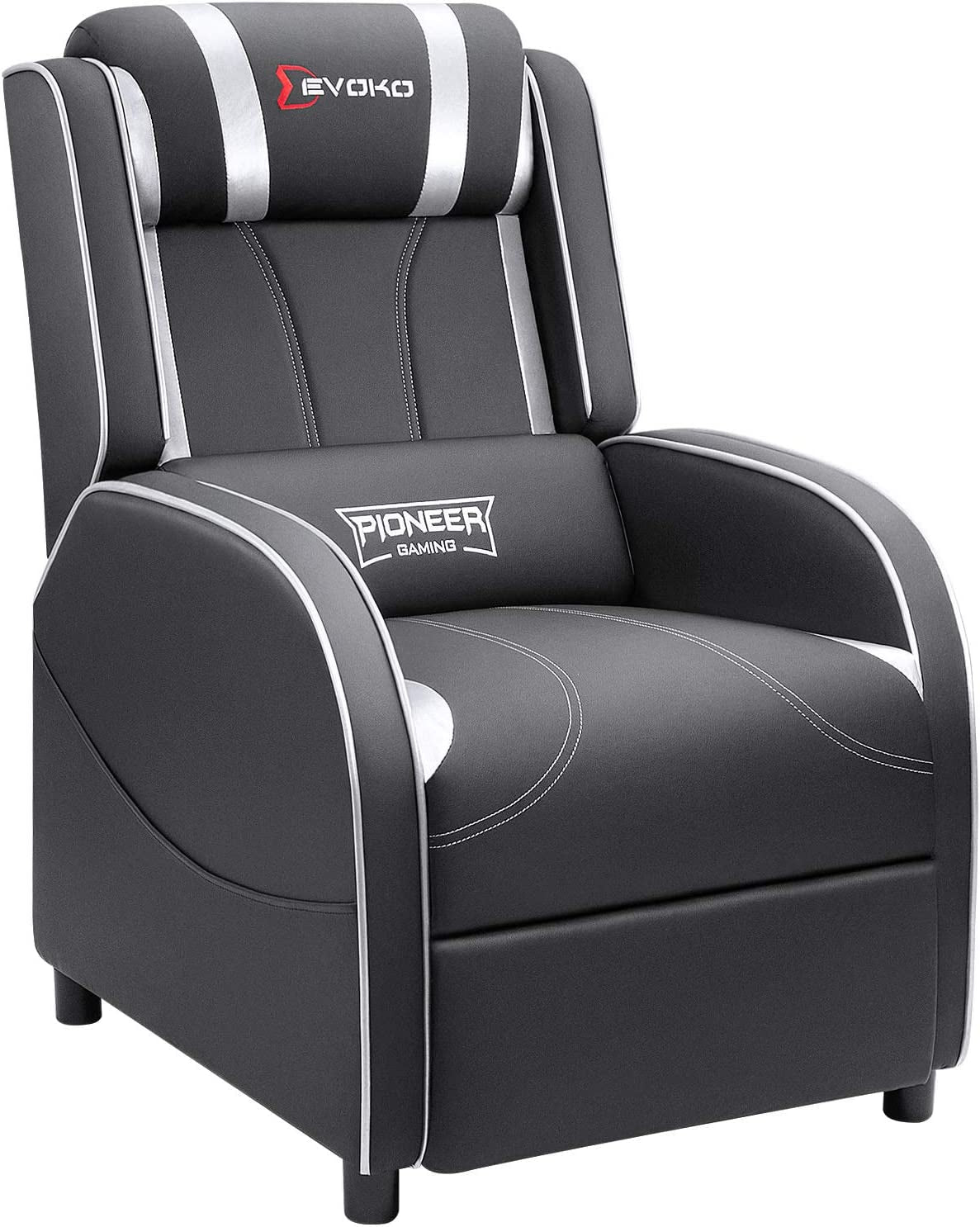 Massage Gaming Recliner Chair PU Leather Home Theater Seating Single Modern Living Room Sofa Recliners (Silver)