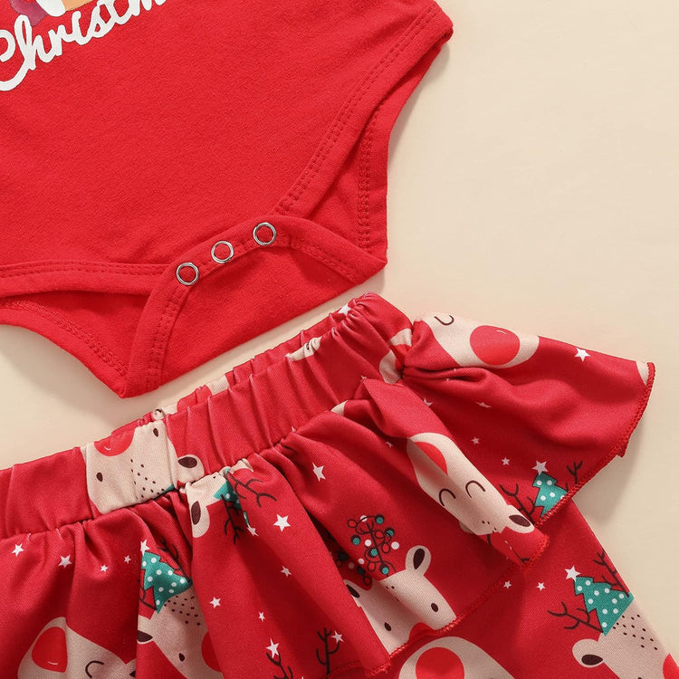 My First Christmas Toddler Baby Girl Boy Clothes Xmas Deer Outfit Striped Top T-Shirt Pant Trousers Girl Clothes Winter (My 1St Christmas, 3-6 Months)