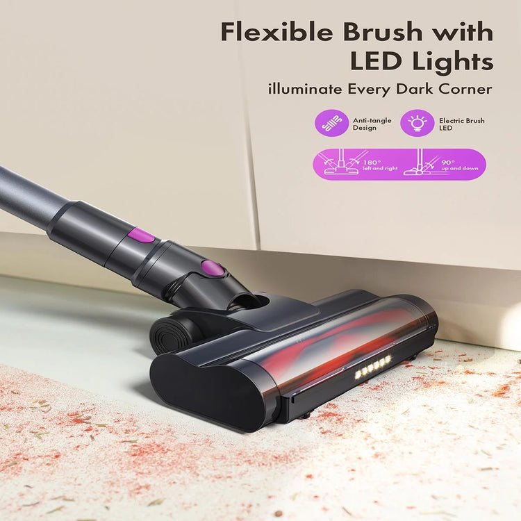 Cordless Vacuum Cleaner, 300W 23Kpa Powerful Suction Vacuum with LED Display, 3 Suction, 48Mins Runtime, Lightweight Stick Cleaner with Sofa Brush for Hard Floor/Carpet/Pet Hair/Car, Black.