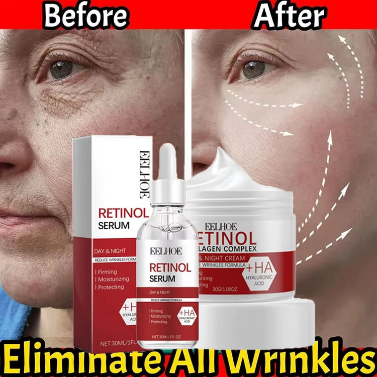 Retinol Wrinkle Remover Set Cream Firming Lifting anti Aging Face Serum Fade Fine Lines Eye Stick Moisturize Whitening Skin Care