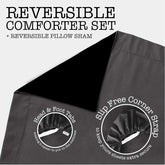 Reversible Hypoallergenic Microfiber Twin Comforter Set - Twin Size Quilt - 3 Pc Bedding Set - Goose down Alternative Comforter - 1 Bonus Fitted Sheet, 1 Pillow Sham – Soft and Silky (Black/Charcoal)