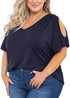 plus Size Tunic for Women Cold Shoulder Top Dark Green 2X Blouse Short Sleeve Clothing V Neck Shirts Summer Clothes