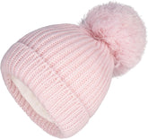 Winter Warm Knitted Baby Hats for Girls Pom Pom Kid Toddler Boys Beanies Cap with Fleece Lining