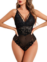 Womens Snap Crotch Lingerie Lace Teddy One Piece Babydoll Sexy Mini Bodysuit