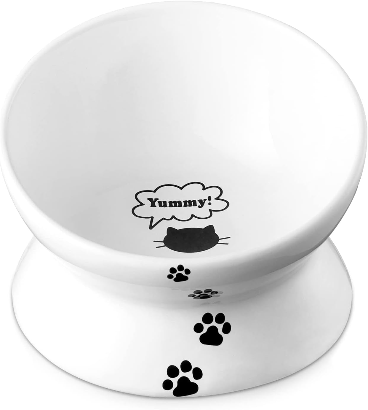 Elevated Cat Food Bowl, Ceramic Raised Cat Bowl, Tilt Angle Protect Cat&