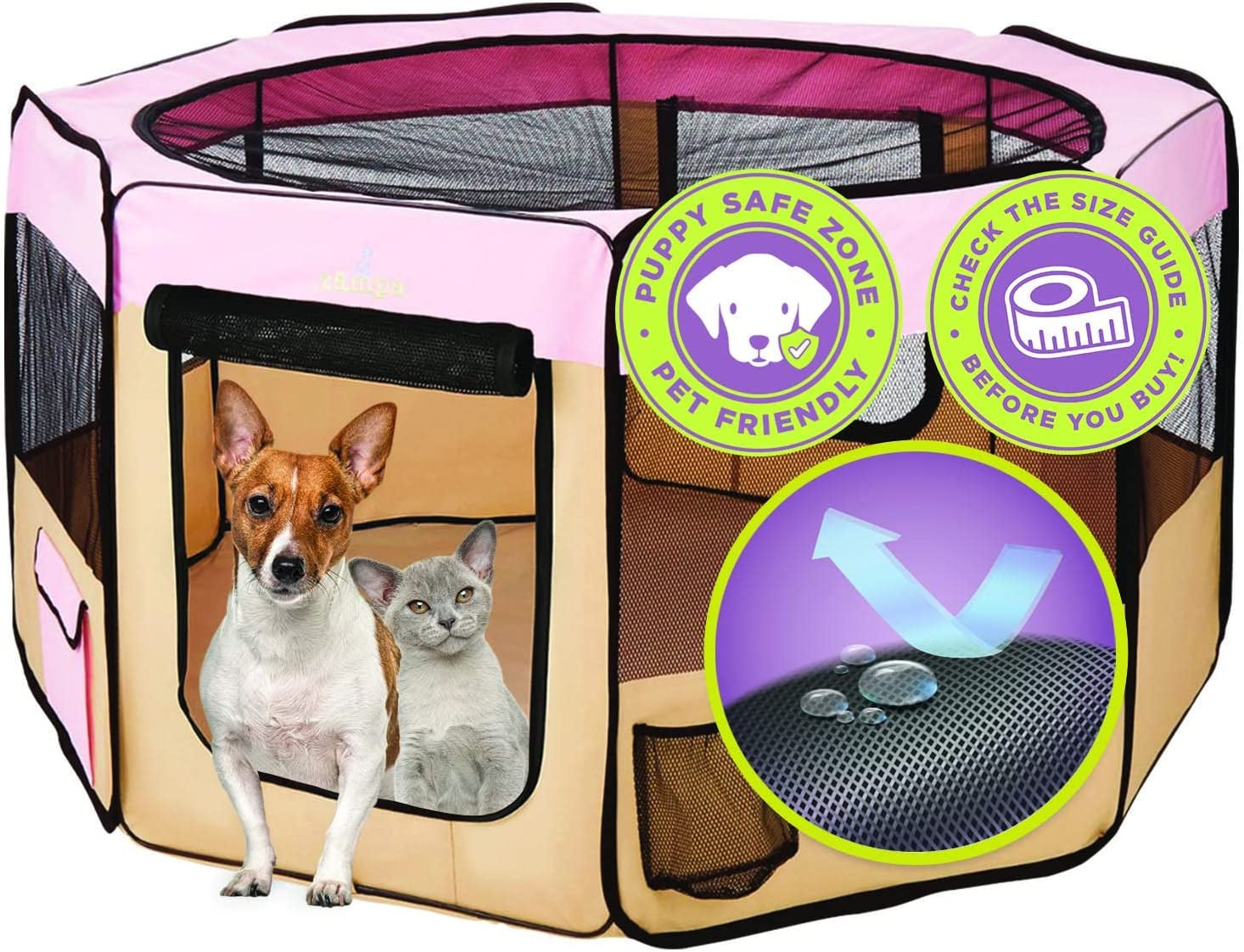 Puppy Playpen Extra Small 29"X29"X17" Portable Pop up Playpen for Dog and Cat, Foldable | Indoor/Outdoor Kitten Pen & Travel Pet Carrier + Carrying Case.