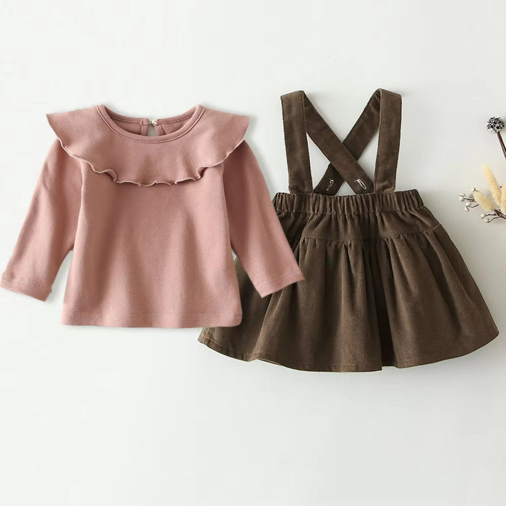 Korean Design Baby Girl Clothes Set Spring Autumn Infant Newborn Baby Girl Clothes Baby Tops Shirt + Dress 2Pcs Baby Girl Outfit