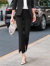 Yellow Pants Woman High Waist Office Ladies Split Flare Wide Leg Fashion Pink Green Black Trousers Cropped