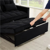 Loveseat Convertible Sleeper Sofa Bed, Black.