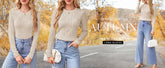 Textured Blouses for Women Crewneck Dressy Womens Tops Casual Long Sleeve Fall Shirts