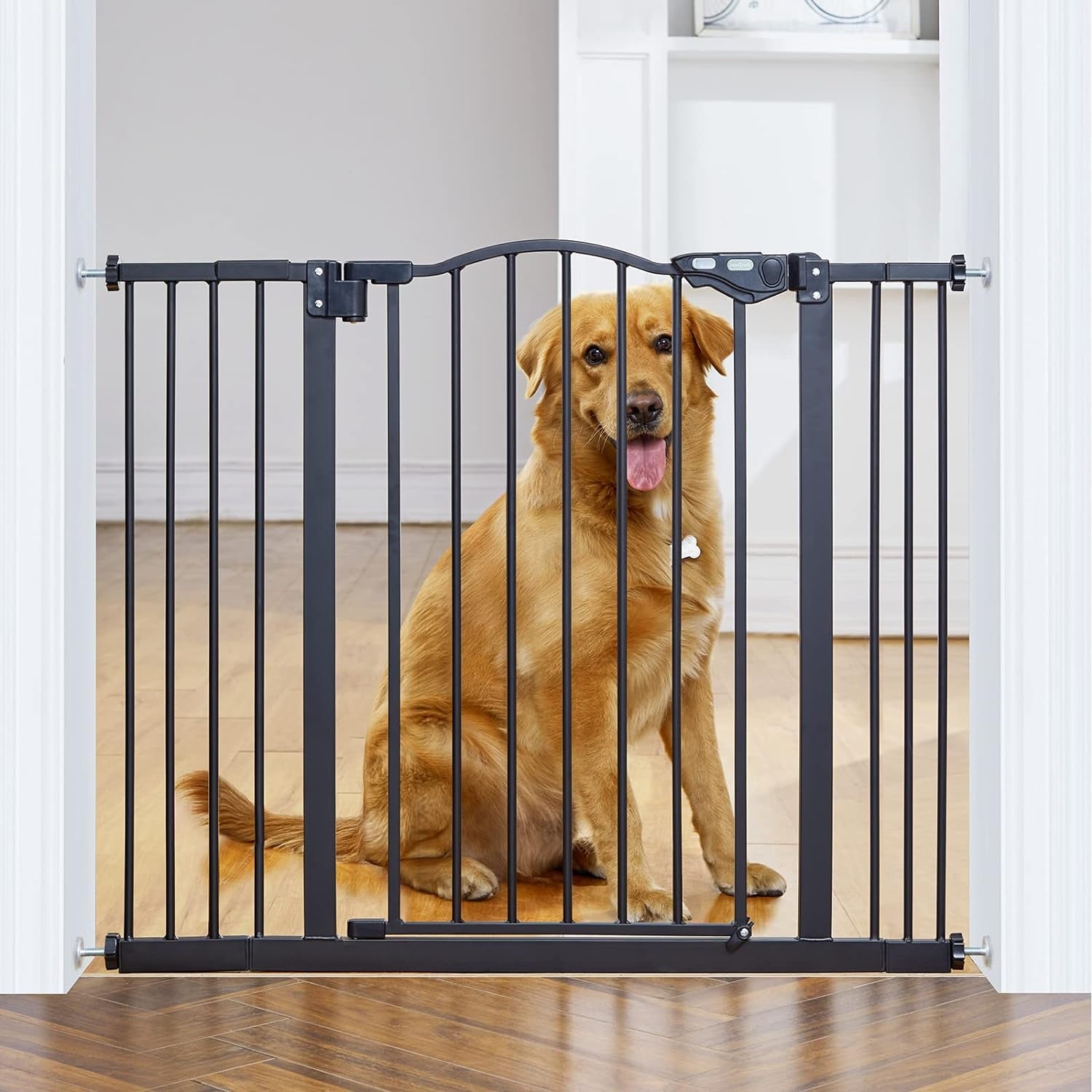 29-39.6" Baby Gate for Stairs, Auto Close Both Sides Dog Gate with One-Hand Opening, 30" Tall Safety Gates for Pets, Hallways, Bedrooms, Wall Pressure Mount No Drill, White