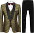 Mens Tuxedo Suits Slim Fit 3 Piece Formal Skinny Tuxedo Suit Set Shawl Lapel Paisley Suits Men for Wedding Prom