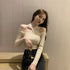 Y2K 2024 Spring Autumn Sexy Hollow Off-Shoulder Knitted Tops Solid Ladies Korean Clothes Sweater Pullovers Jumper