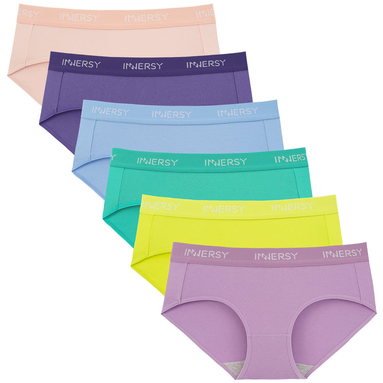 Hipster Panties for Women Soft Cotton Sport Underwear Wide Waistband 6-Pack (X-Large, Basics)