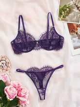 SHEIN Floral Lace Underwire Lingerie Set